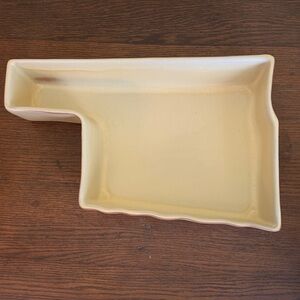 Frankoma Terracotta and Cream Oklahoma State Shaped Serving Baking Dish Snack